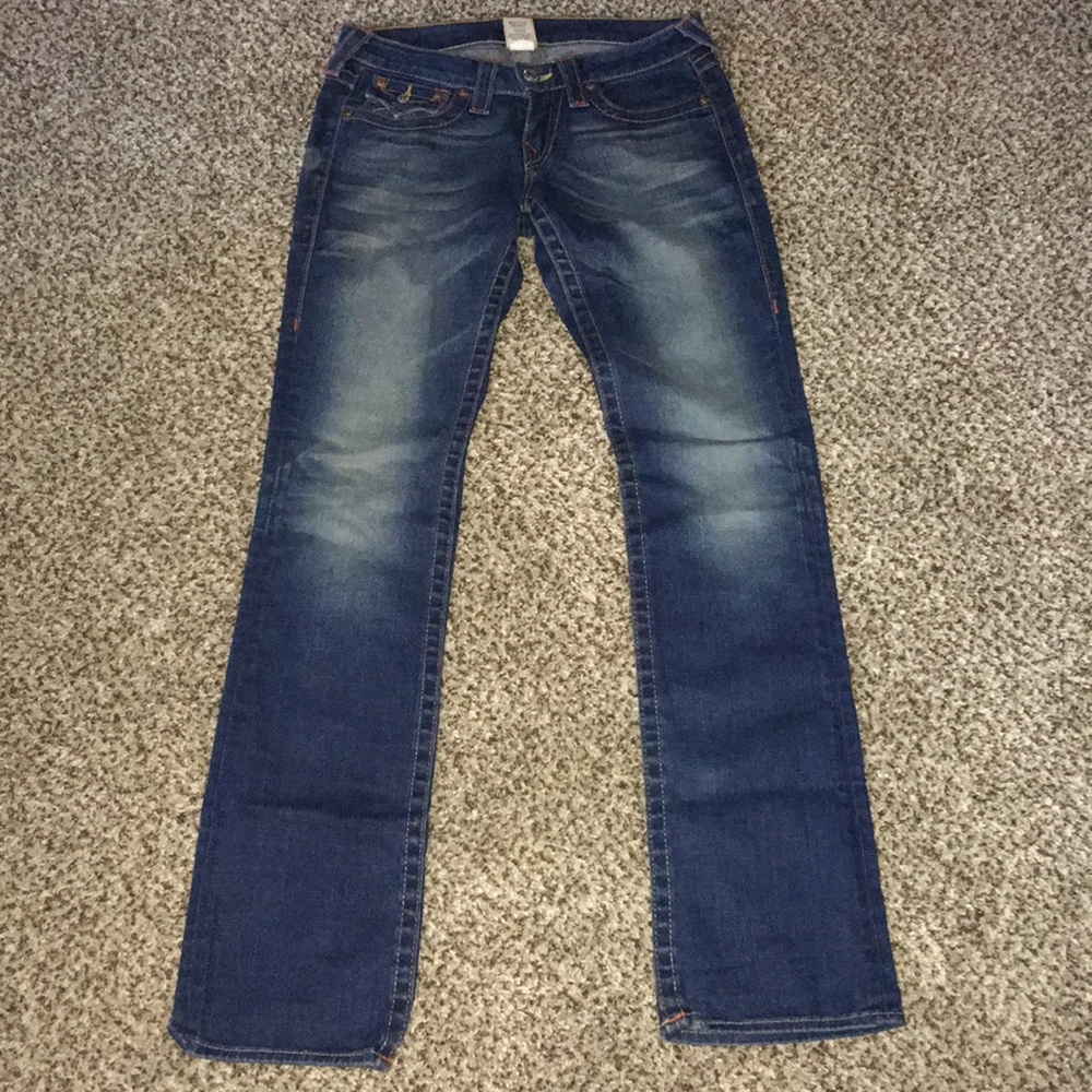 True religion faded denim jeans, some stretch
